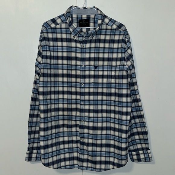 American Eagle Outfitters Blue Plaid Long Sleeve Button Down Shirt Men’s XL AEO - Picture 1 of 7